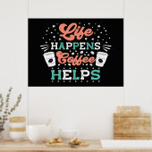 コーヒー愛好家の生活がコーヒーを起こ救済す ポスター (キッチン)