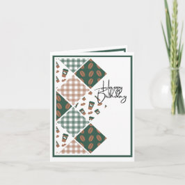 コーヒー愛好家の誕生日と格子模様 カード