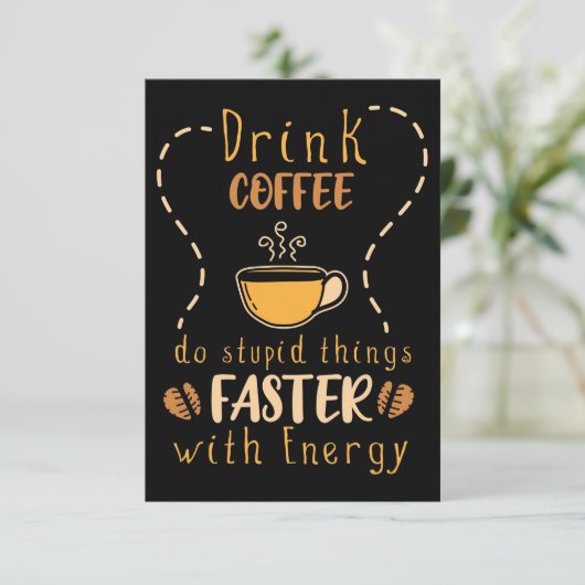 コーヒー愛好家はエネルギーでより速くコーヒーを飲む サンキューカード (スタンド正面)