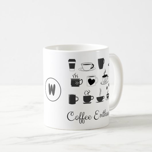 コーヒー愛好家へのギフト|名前入りカスタムマグ コーヒーマグカップ (正面右)
