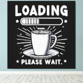 コーヒー愛好家を待っおもしろいて読む キャンバスプリント (インサイチュ (ウッドフロア))