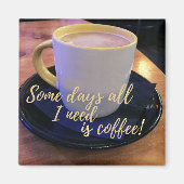 コーヒー愛好家カップとソーサー写真 マグネット (正面)