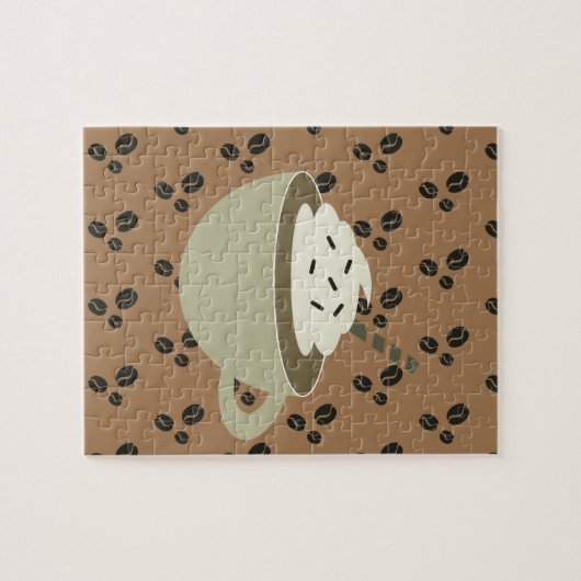 コーヒー愛好家カプチーノコーヒー豆カップ ジグソーパズル (横)