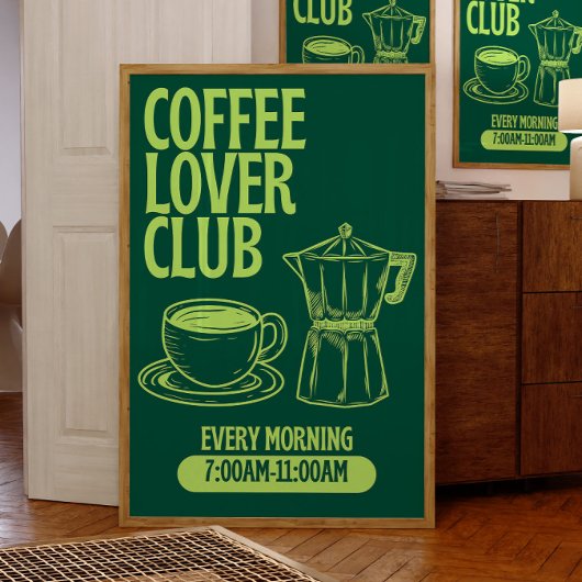 コーヒー愛好家クラブ プリント レトロな黒板スタイル