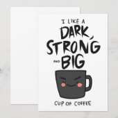 コーヒー愛好家ダークストロングで大きなコーヒーのカップ 招待状 (正面/裏面)
