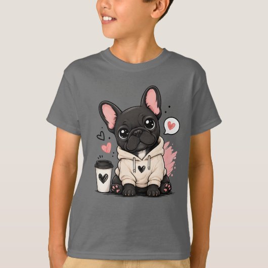 コーヒー愛好家デザイン かわいいパピーギフト Tシャツ (正面)