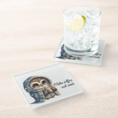 コーヒー愛好家フクロムガラスコースター ガラスコースター (アングル)