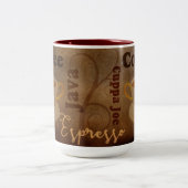 コーヒー愛好家ワードアート ツートーンマグカップ (中央)