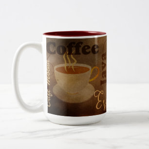 コーヒー愛好家ワードアート ツートーンマグカップ