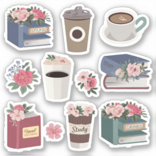 コーヒー愛好家向けの花の本とコーヒーパック シール