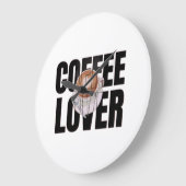 コーヒー愛好家 - コーヒー中毒者の朝のコーヒー ラージ壁時計 (傾斜)
