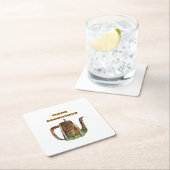 コーヒー愛好家 フローラル コーヒーポット スクエアペーパーコースター (インサイチュ)