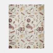 コーヒー愛好者テーマ  フリースブランケット (正面)