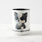 コーヒー愛犬愛黒白の犬 マグカップ (中央)