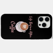 コーヒー愛飲者の人生はコーヒー後に始まる Case-Mate iPhoneケース (裏面 (横))