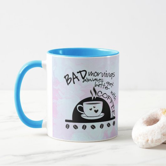 コーヒー感動的で朝の方が良い マグカップ (ドーナツ)