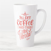 コーヒー感動的引用文の赤い書道(高) カフェラテマグ (右)