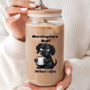 コーヒー抜きの朝は荒れるペット犬とコーヒー ガラス缶