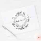 コーヒー抽出スケッチラモダンベル ラウンドシール (封筒)