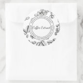 コーヒー抽出スケッチラモダンベル ラウンドシール (バッグ)