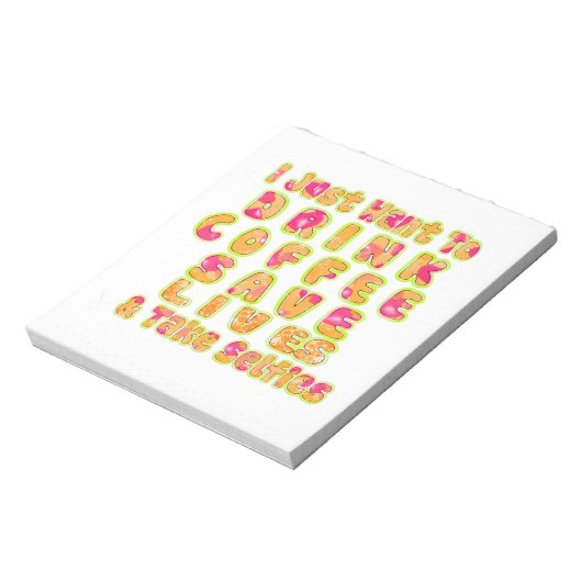 コーヒー救ライフを飲み&セルフィーのアートプリント ノートパッド (回転)