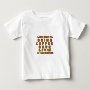 コーヒー救ライフを飲み&セルフィーのアートプリント ベビーTシャツ