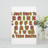 コーヒー救ライフを飲み&セルフィーのアートプリント 便箋 (スタンド正面)