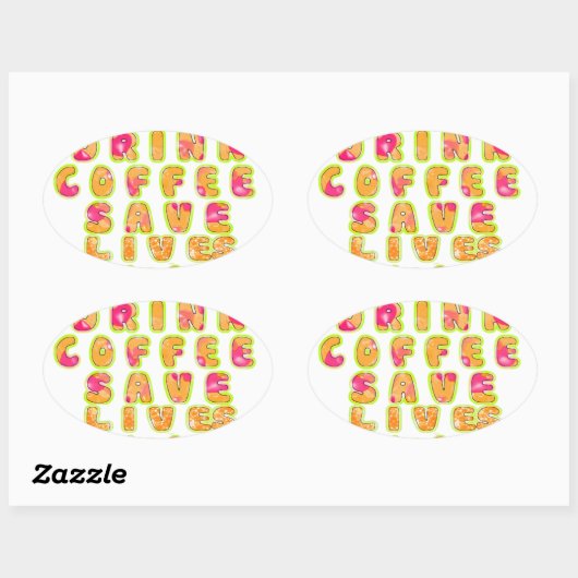 コーヒー救ライフを飲み&セルフィーのアートプリント 楕円形シール (シート)