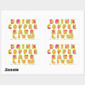 コーヒー救ライフを飲み&セルフィーのアートプリント 長方形シール (シート)