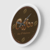 コーヒー時パーソナライズされた間 ラージ壁時計 (傾斜)