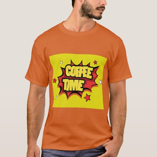 コーヒー時間と漫画のスプラット Tシャツ (正面)