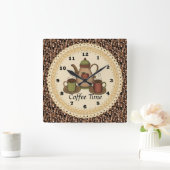 コーヒー時間の時計 スクエア壁時計 (ホーム)