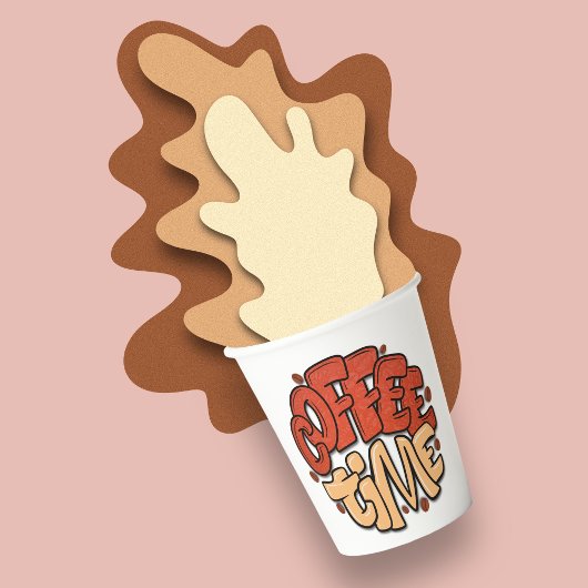 コーヒー時間の書道の単語 紙コップ