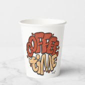 コーヒー時間の書道の単語 紙コップ (裏面)