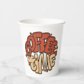 コーヒー時間の書道の単語 紙コップ (正面)