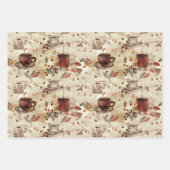 コーヒー時間の水の色のパターン ラッピングペーパーシート (正面3)