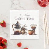 コーヒー時間の水の色のヴィンテージグラフィックグ スタンダードランチョンナプキン (インサイチュ)