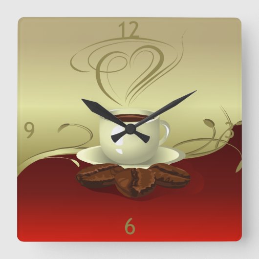 コーヒー時間柱時計(1) スクエア壁時計 (正面)