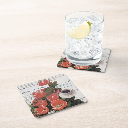 コーヒー時間物理学のニュースを中断しないで下さい スクエアペーパーコースター (インサイチュ)