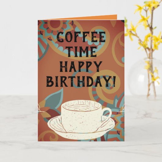 コーヒー時間 カード (黄色い花)