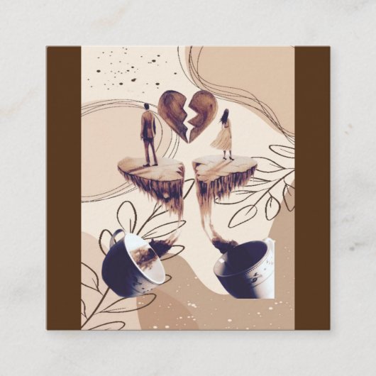 コーヒー時間、必要なのはコーヒー、コーヒー離れのみ スクエア名刺 (正面)