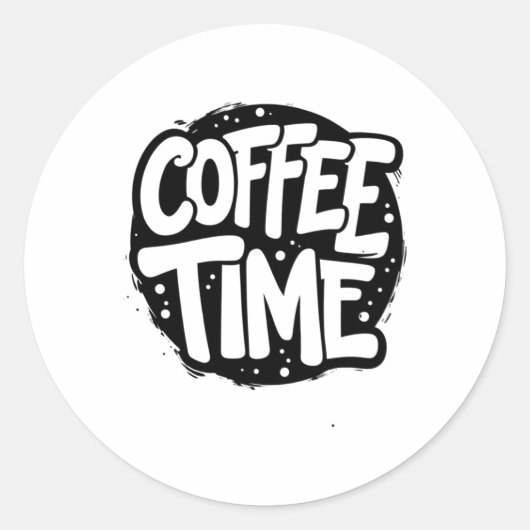 コーヒー時間 – 手書きはっきりしたタイポグラフィシール ラウンドシール (正面)