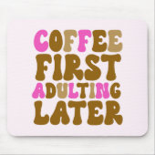 コーヒー最初の不和の後のピンクブラウンレトロ マウスパッド (正面)