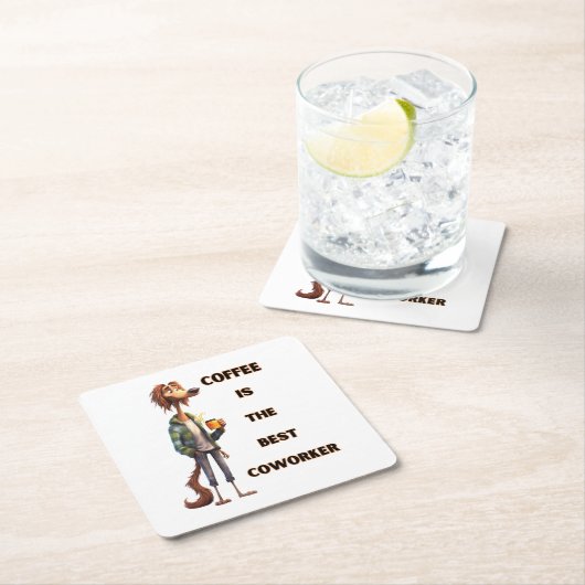 コーヒー最高のは同僚 スクエアペーパーコースター (インサイチュ)