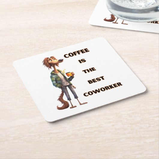 コーヒー最高のは同僚 スクエアペーパーコースター (アングル)