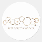 コーヒー最高のリングや輪コーヒーショップエバーブラウンホワイトおもしろい ラウンドシール (正面)