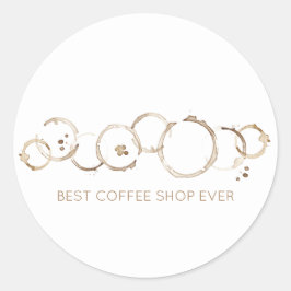 コーヒー最高のリングや輪コーヒーショップエバーブラウンホワイトおもしろい ラウンドシール