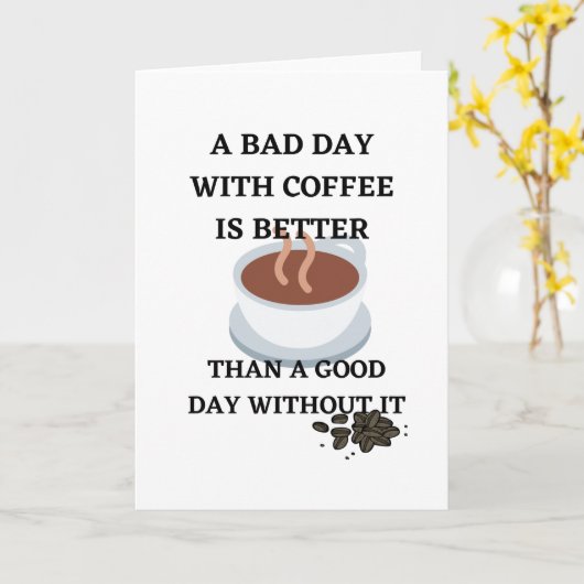 コーヒー朝のルーチンコーヒー引用文プレゼント カード (黄色い花)