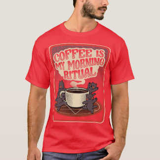 コーヒー朝の儀式猫byトベ・フォンセカ tシャツ