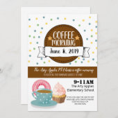 コーヒー朝募集パーティー招待状又はチラシ 招待状 (正面/裏面)